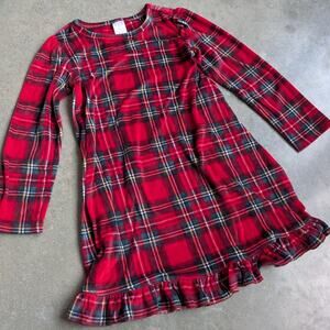 Festive Holiday Dress Girls Size 5-6 Small Christmas Plaid Velvet Bottom Ruffle